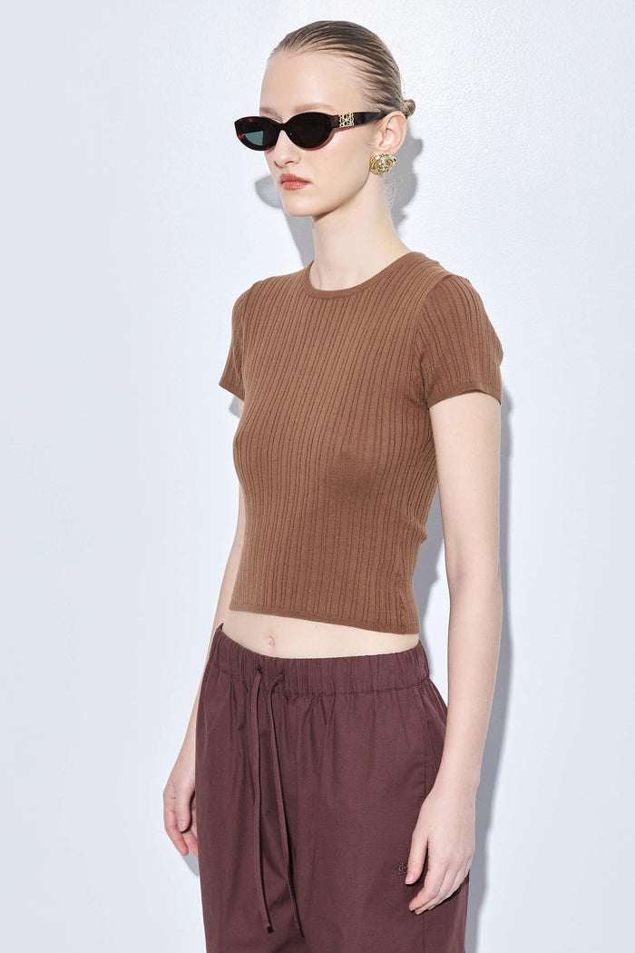 Ribbed Crew Neck Tee