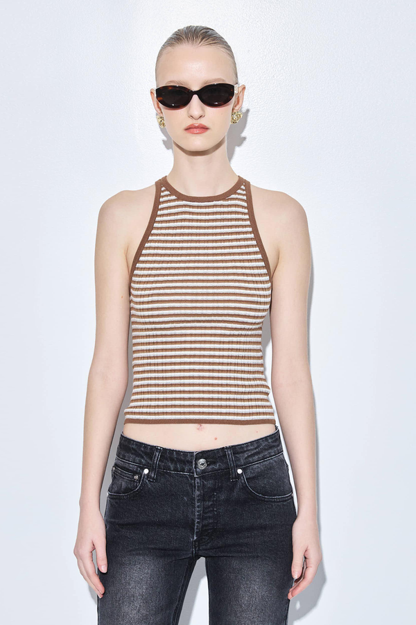 Ribbed Crew Neck Tank Top