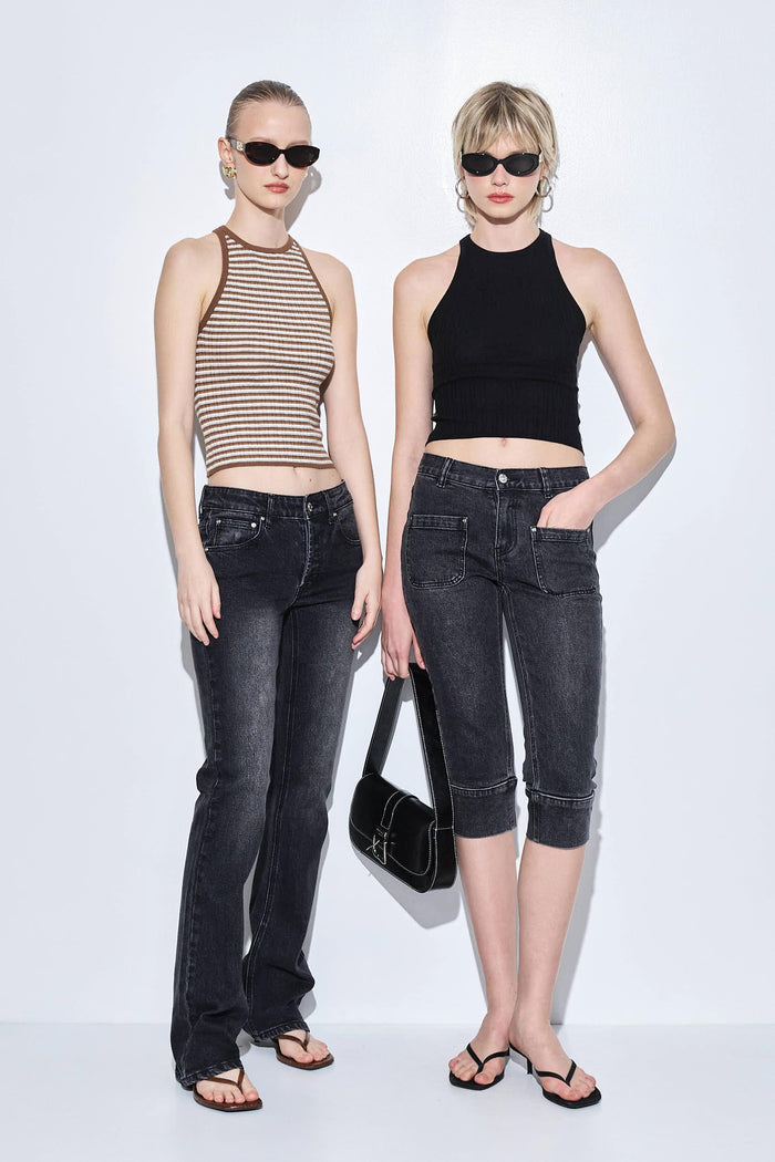Ribbed Crew Neck Tank Top