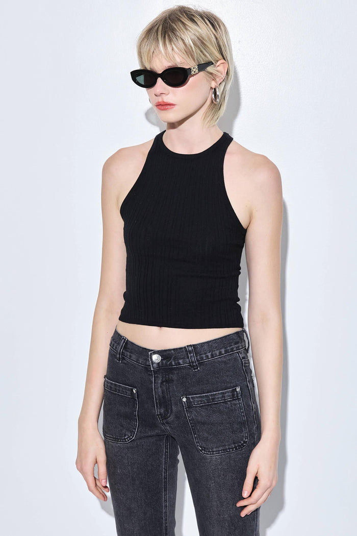Ribbed Crew Neck Tank Top
