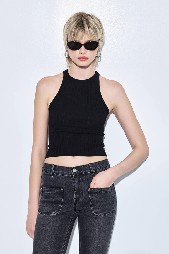 Ribbed Crew Neck Tank Top