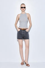 Ribbed Crew Neck Tank Top