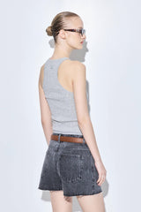 Ribbed Crew Neck Tank Top