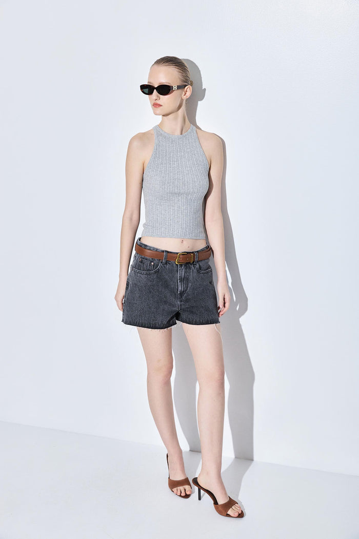 Ribbed Crew Neck Tank Top