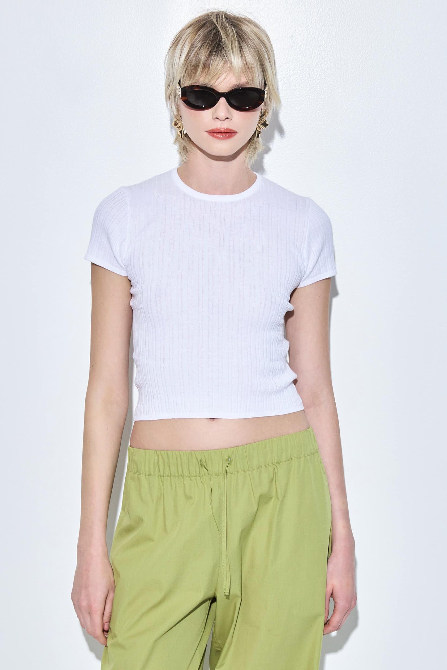 Ribbed Crew Neck Tee