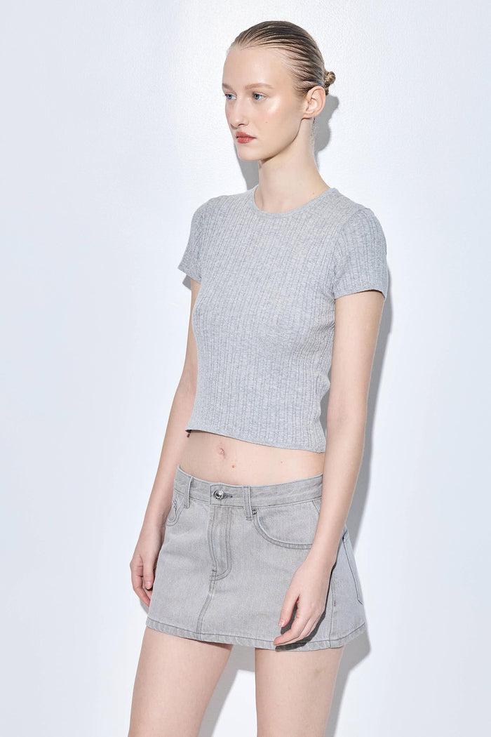 Ribbed Crew Neck Tee