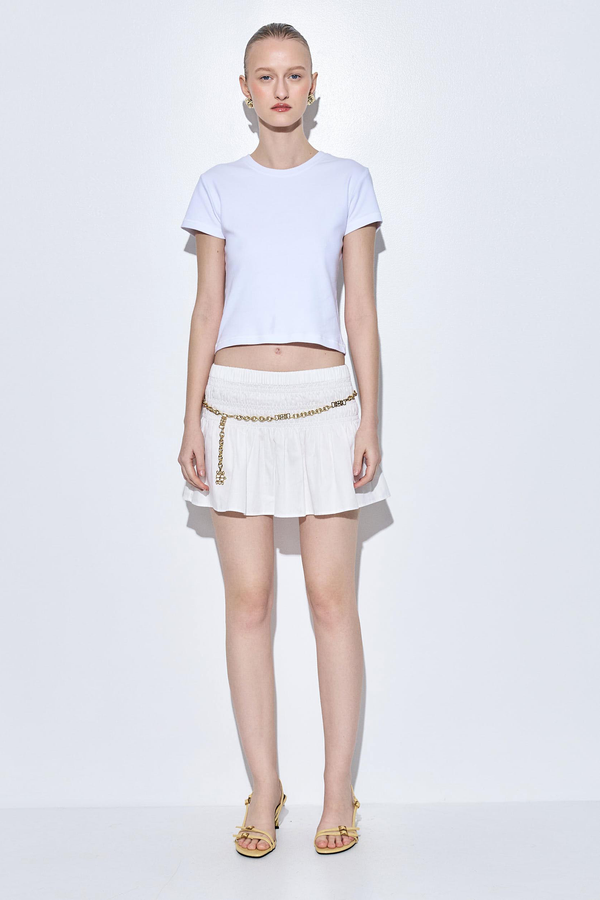 Shirred Waist Mini Skirt