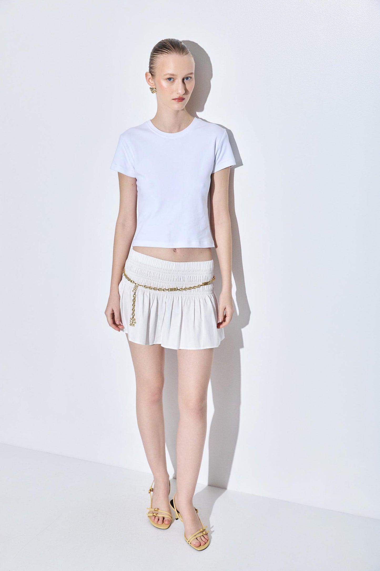 Shirred Waist Mini Skirt
