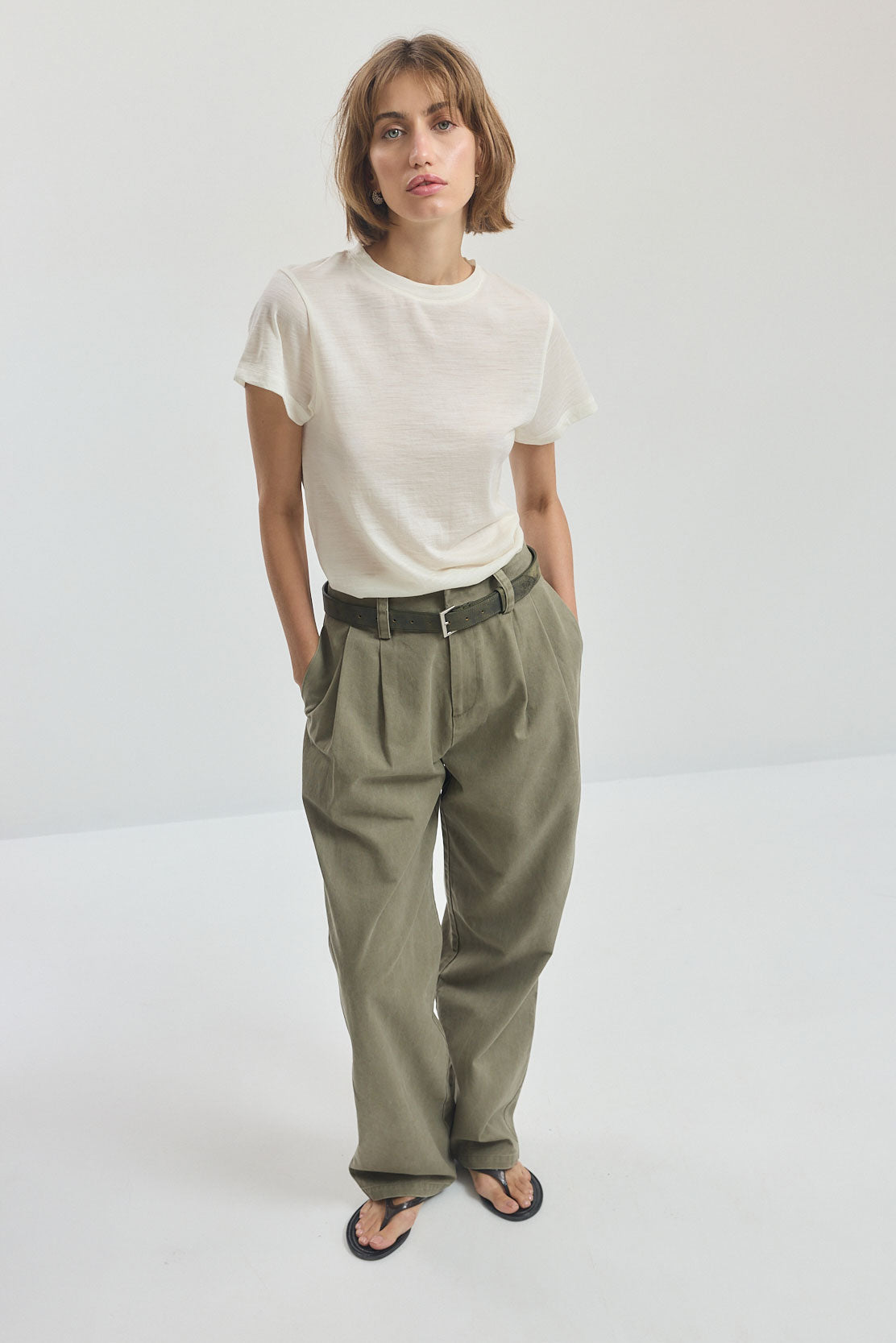 Cotton Pleated Pants
