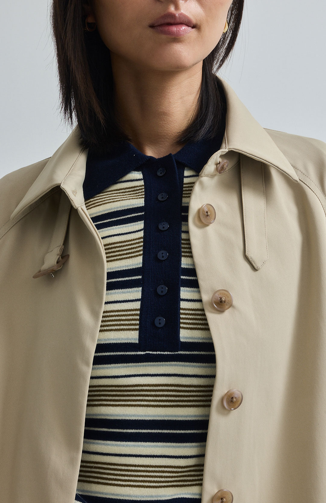 Long Sleeved Striped Polo