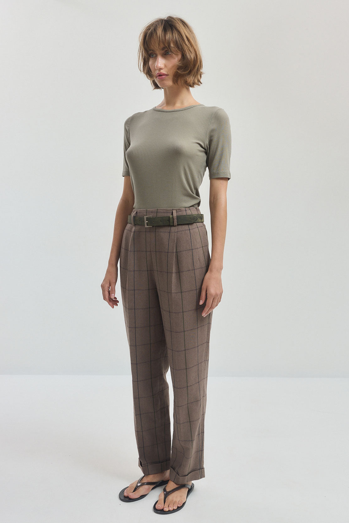 Ribbed Mid Sleeve T Shirt