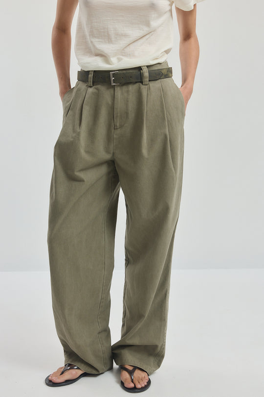 Cotton Pleated Pants