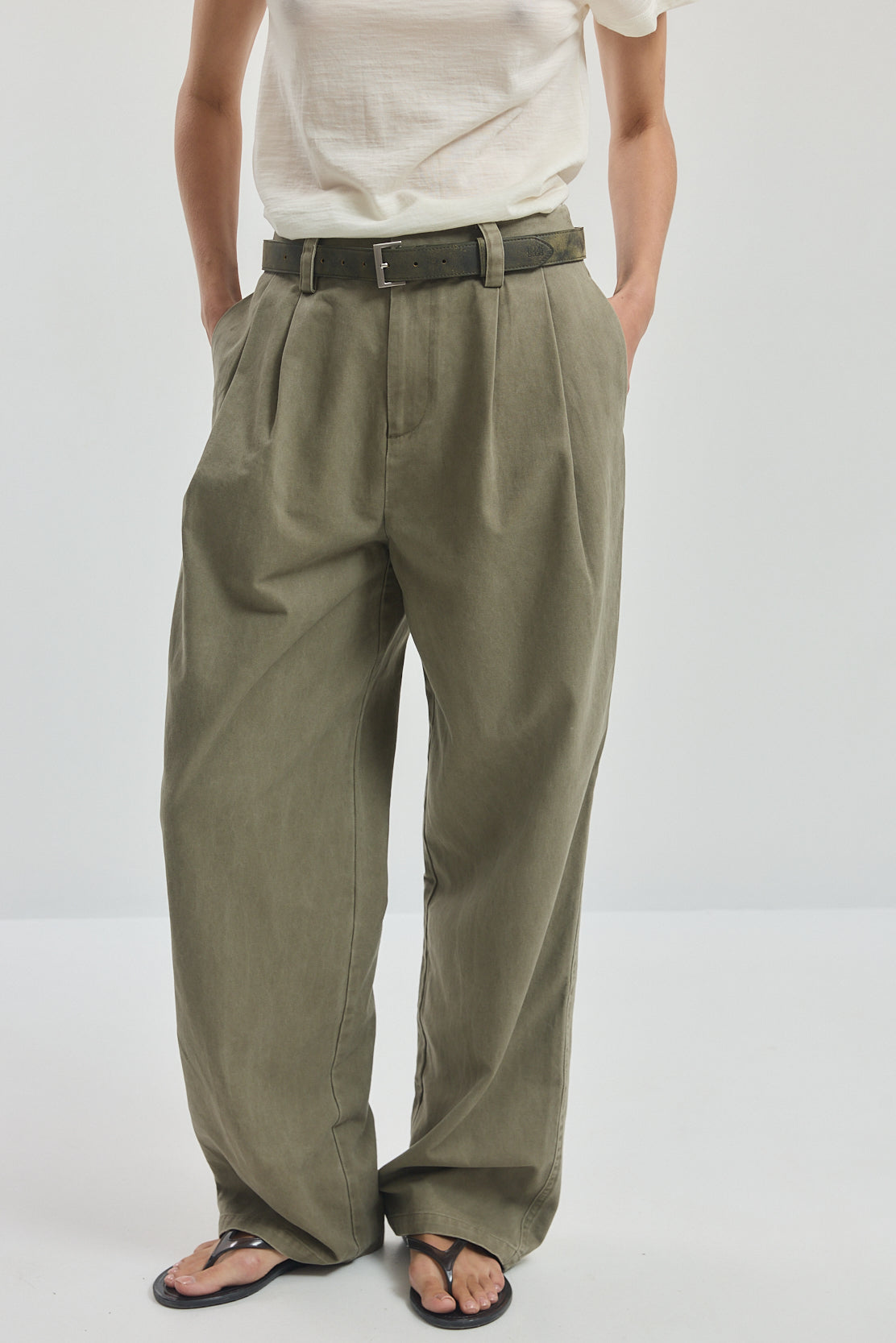 Cotton Pleated Pants
