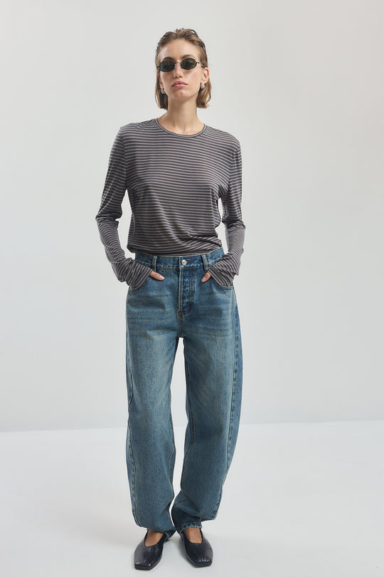 No.23| Mid Rise Baggy Barrel Denim