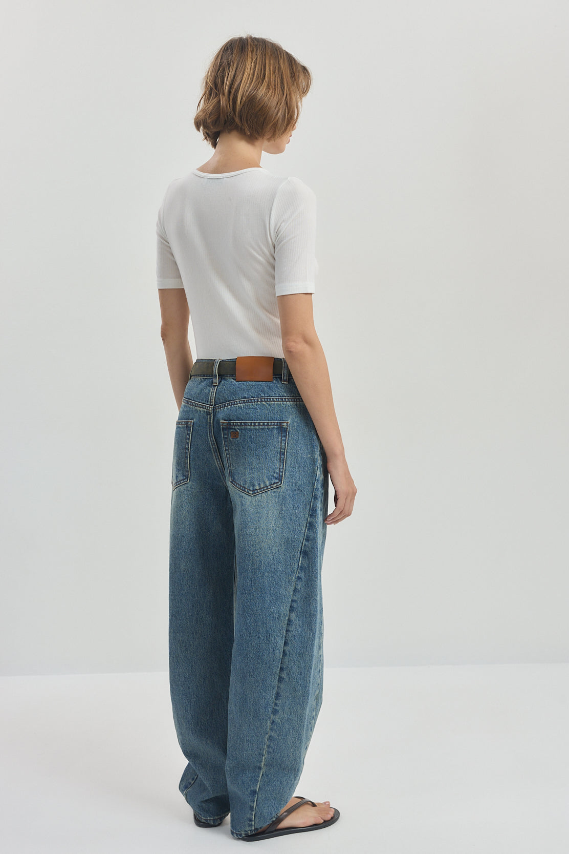 Ribbed Mid Sleeve T Shirt