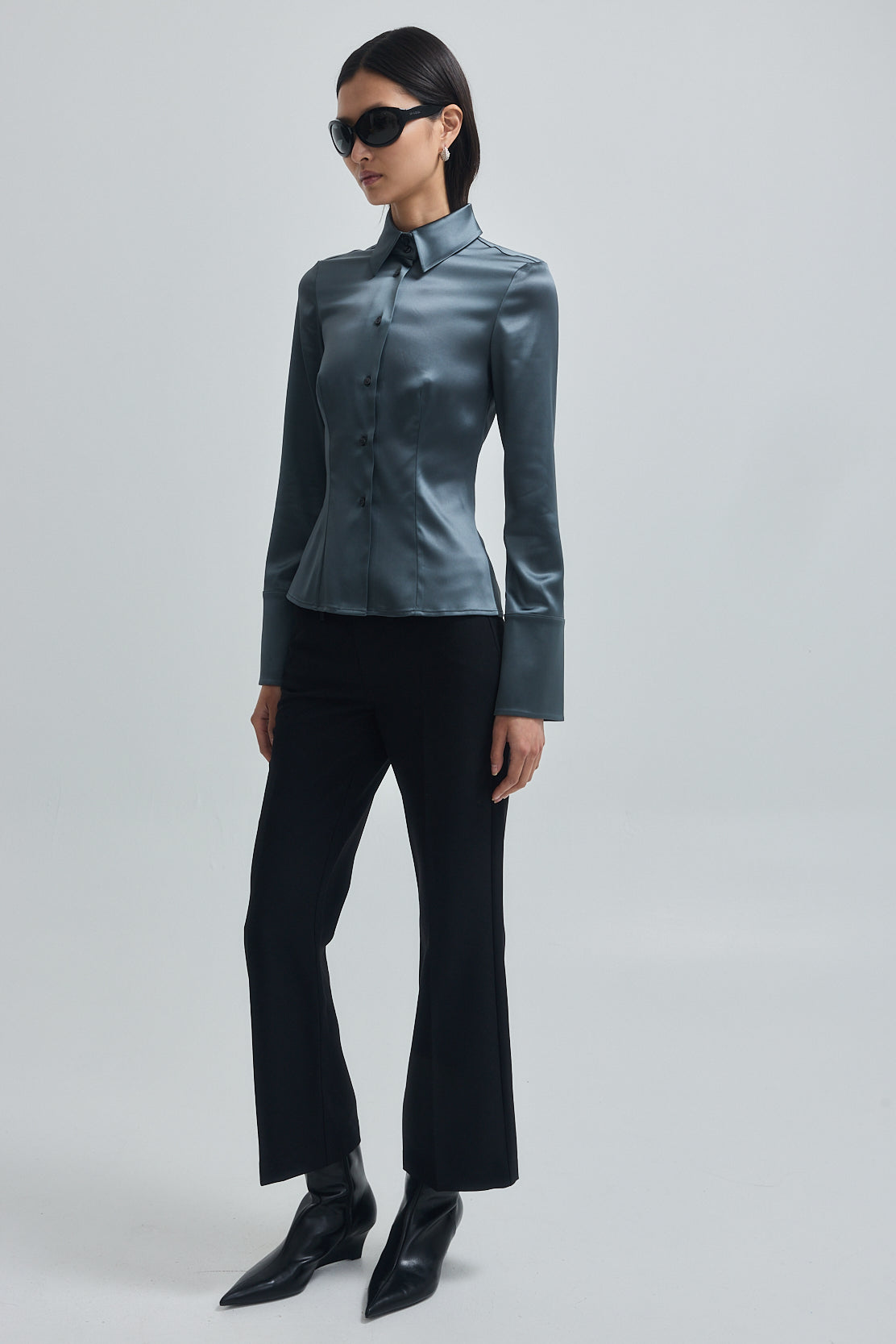 Satin Button Down Blouse