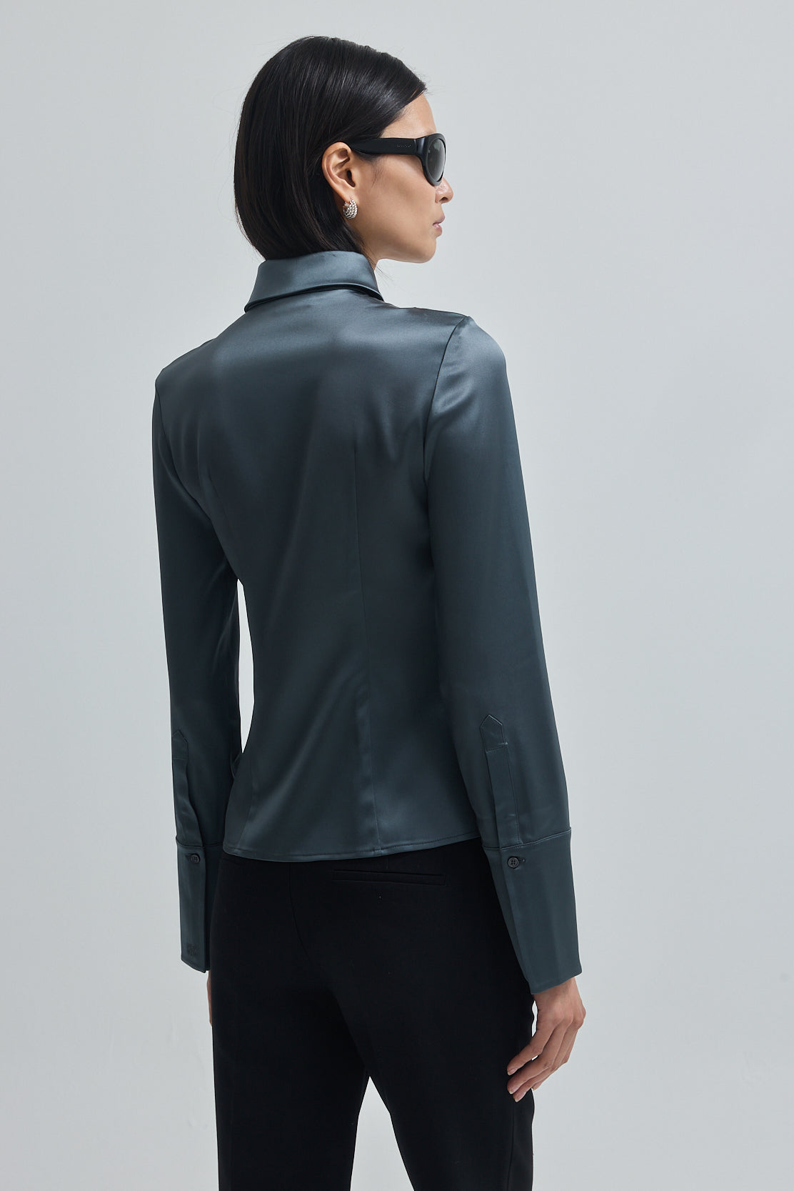 Satin Button Down Blouse