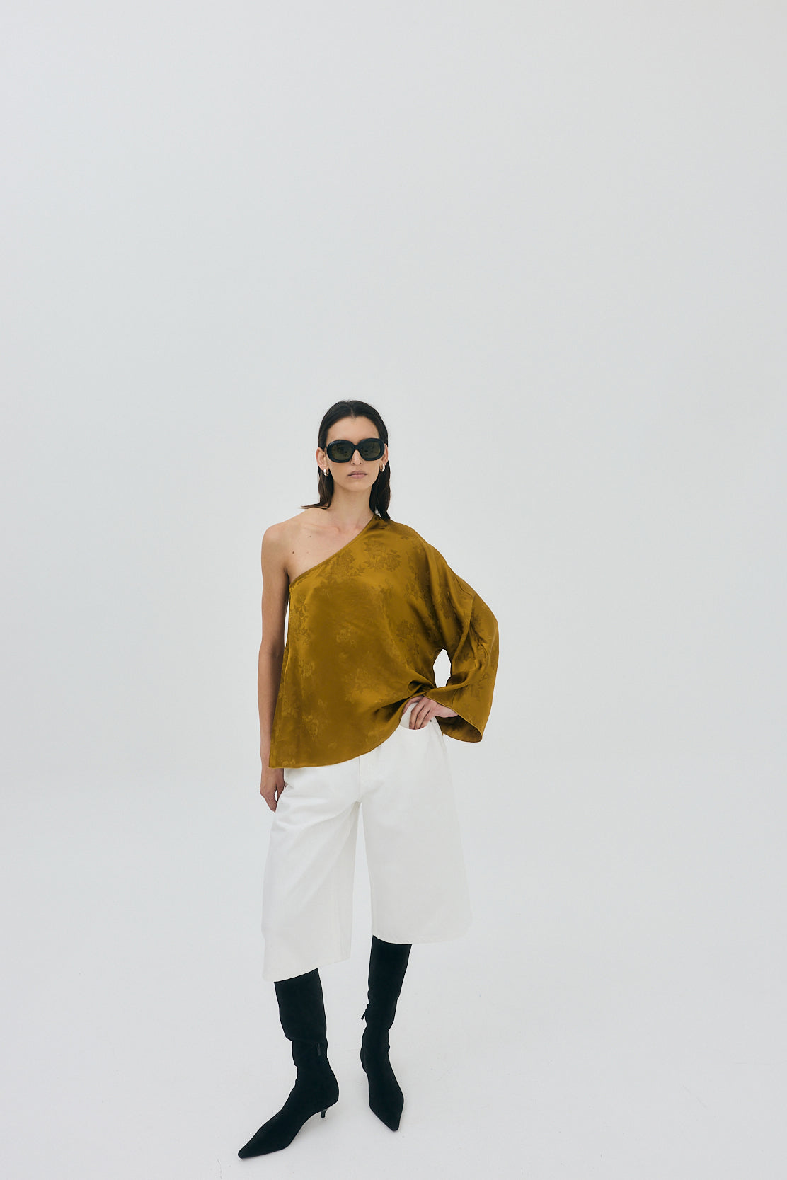 One Shoulder Jacquard Top