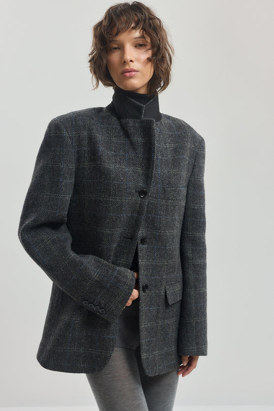 Tailored Wool Plaid Jacket
