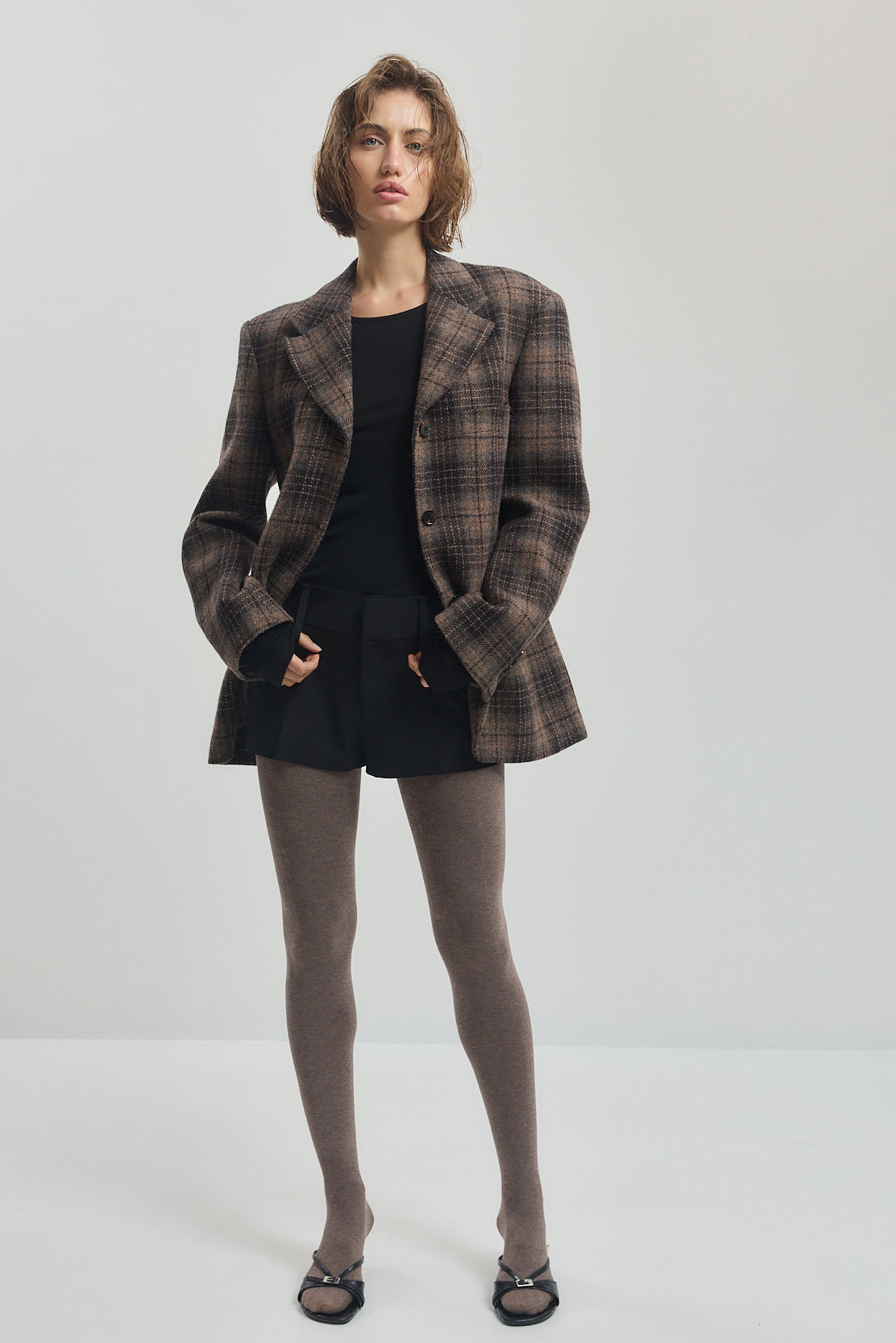 Tailored Wool Plaid Jacket