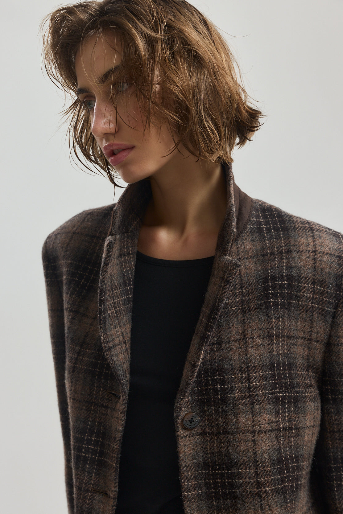 Tailored Wool Plaid Jacket