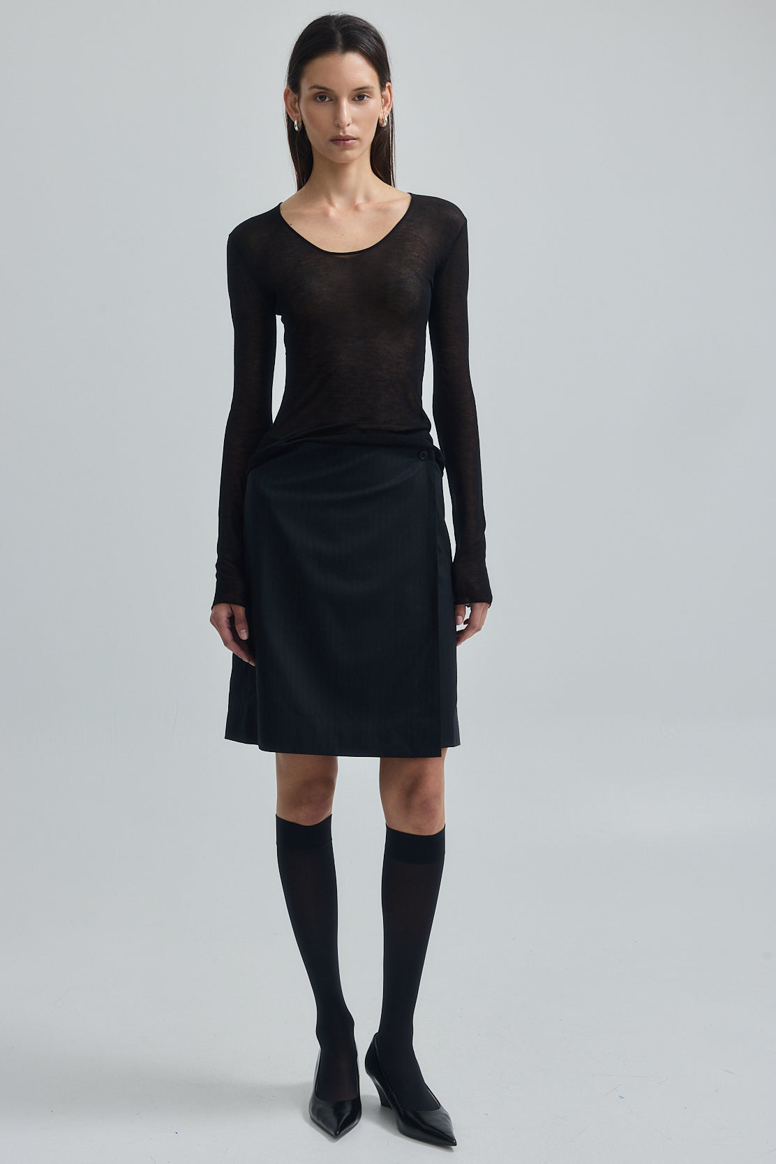 Semi Sheer Deep Scoop Top