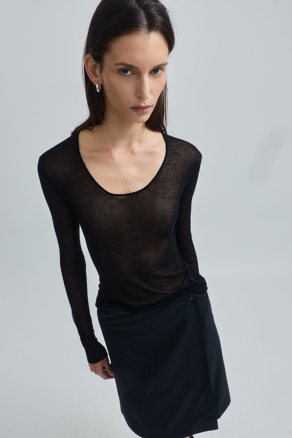 Semi Sheer Deep Scoop Top