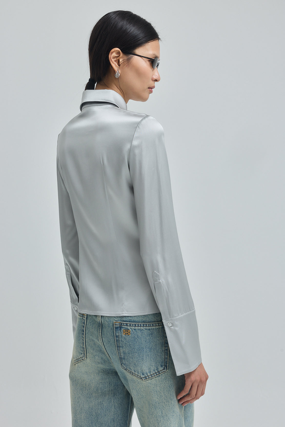 Satin Button Down Blouse
