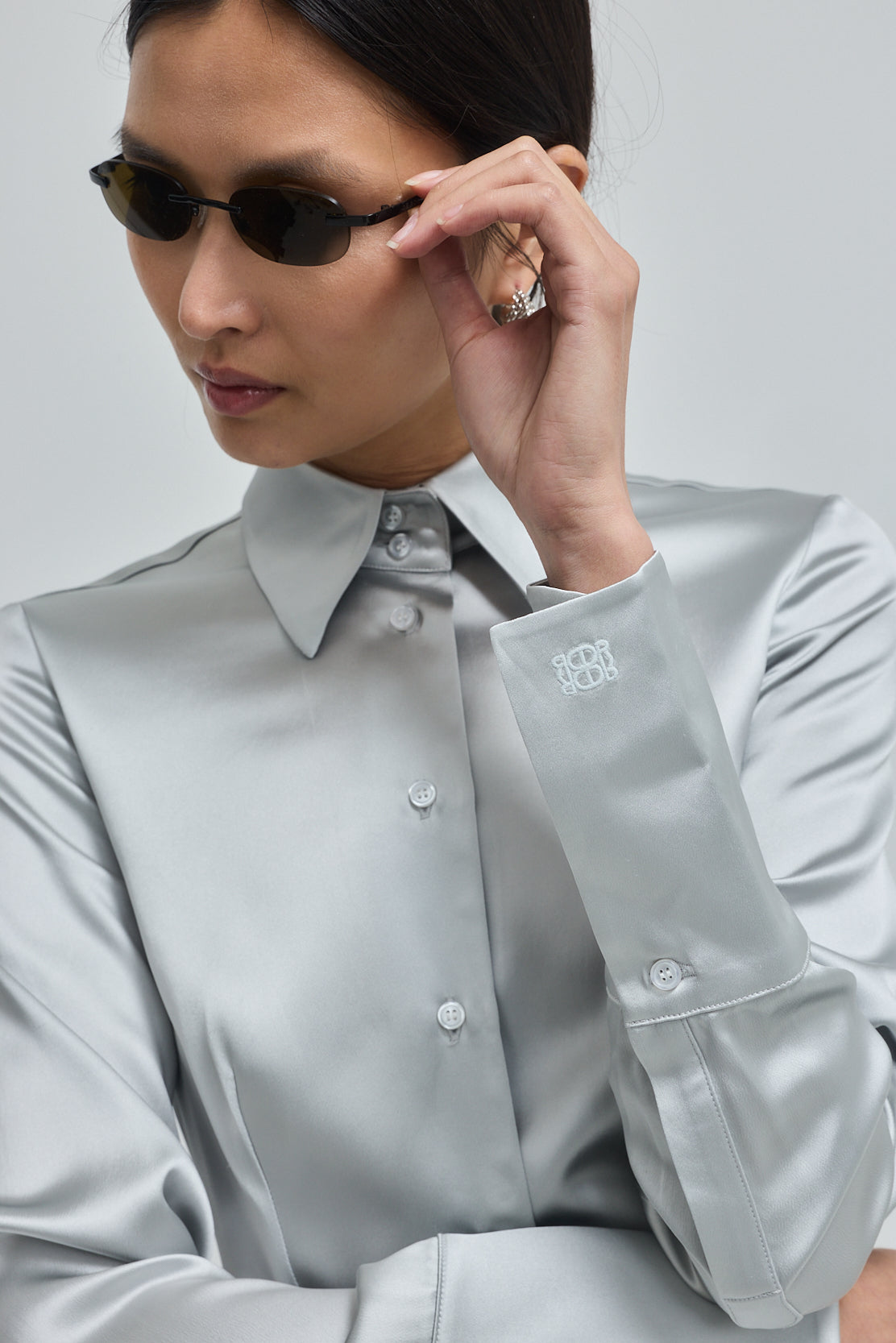Satin Button Down Blouse