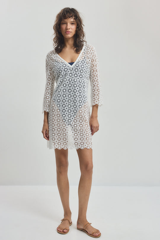 Semi Sheer Lace Mini Dress