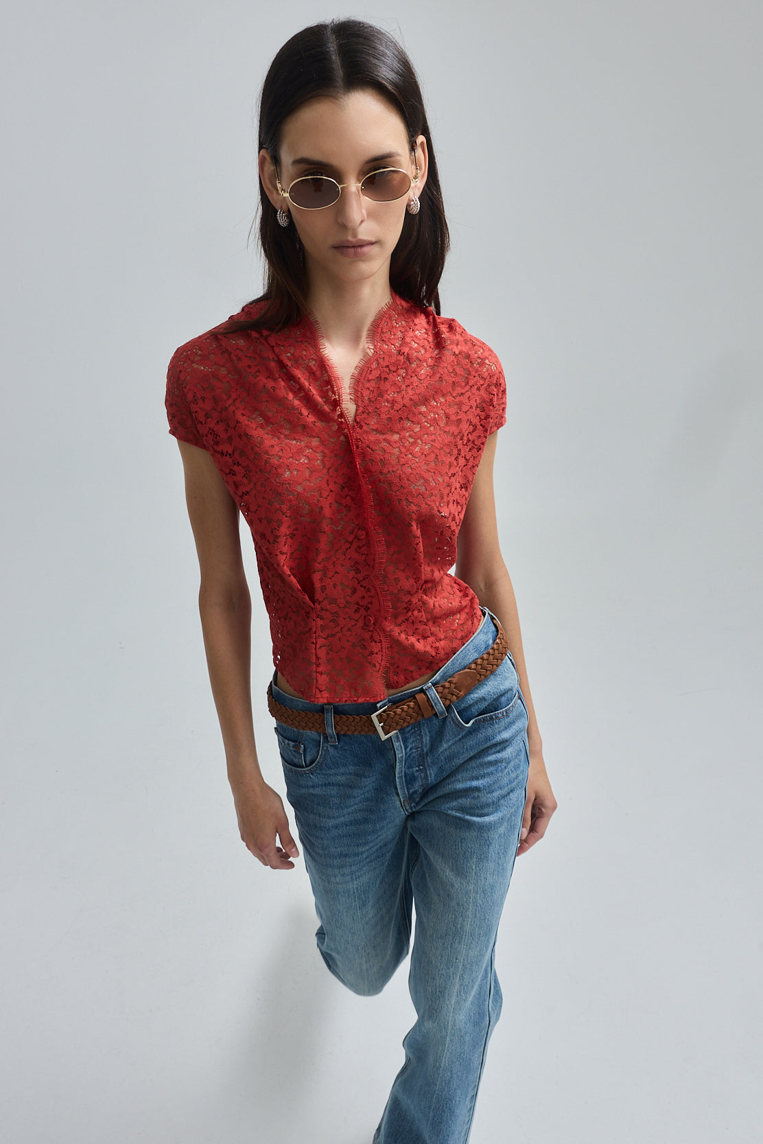 Cupped Sleeve Lace Top