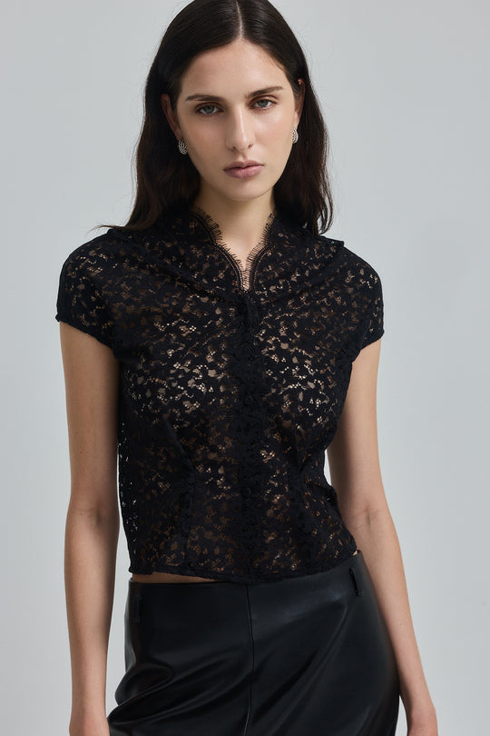 Cupped Sleeve Lace Top