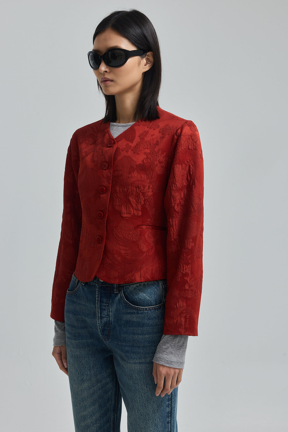 Cropped Jacquard Jacket