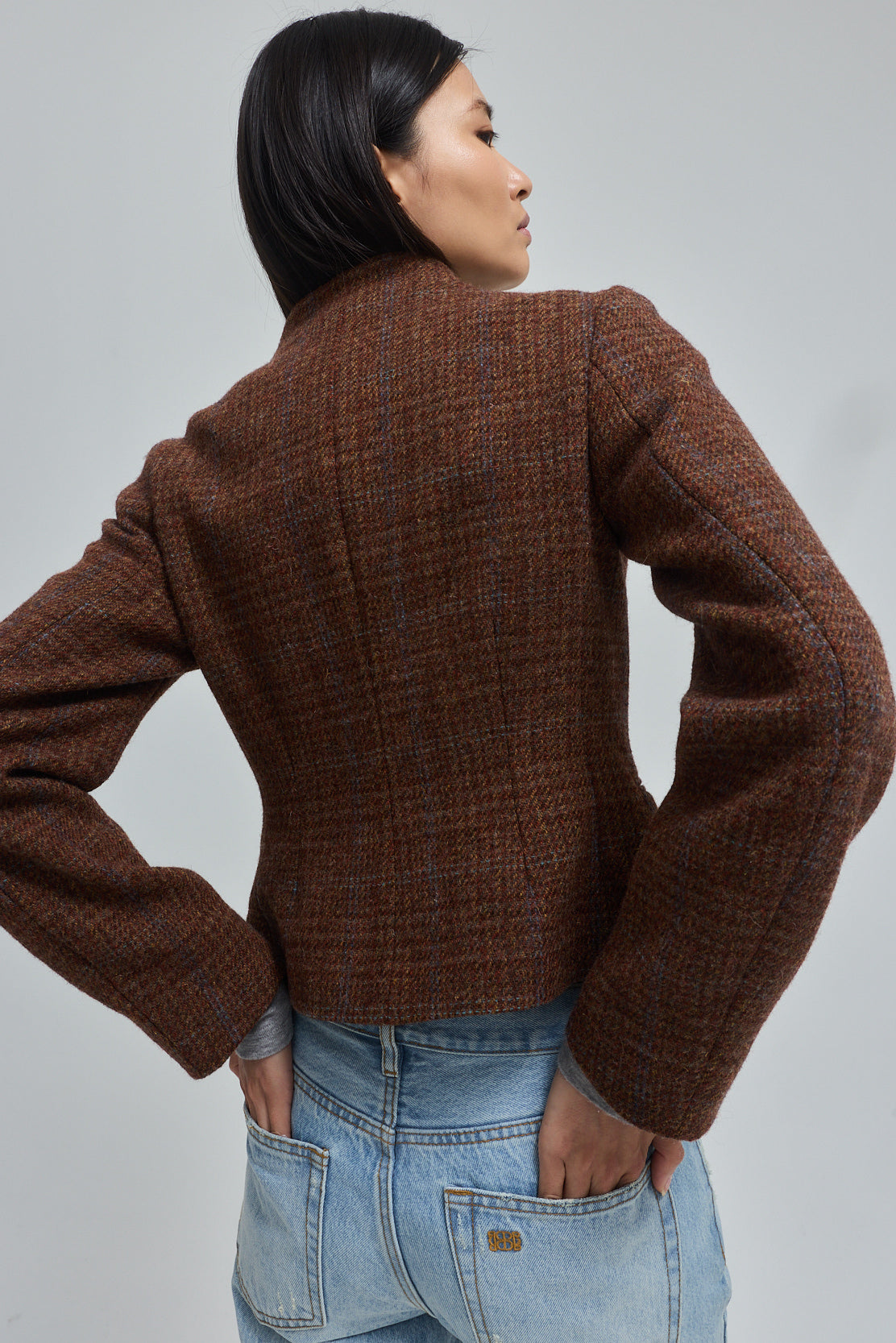 Mandarin Collar Fitted Jacket