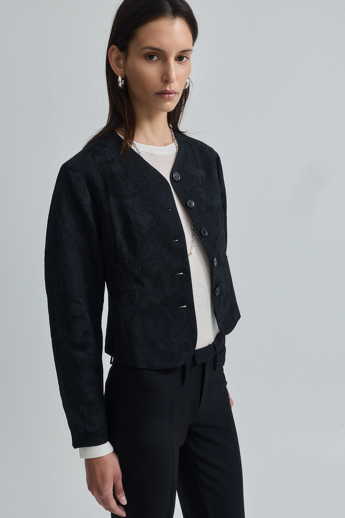 Cropped Jacquard Jacket