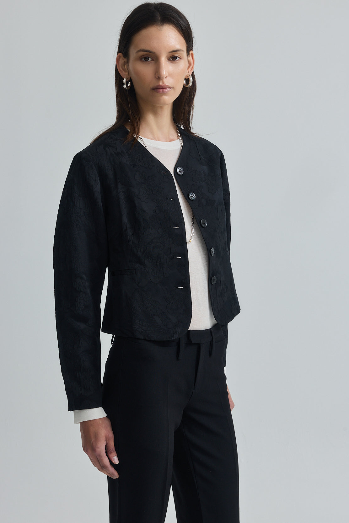 Cropped Jacquard Jacket