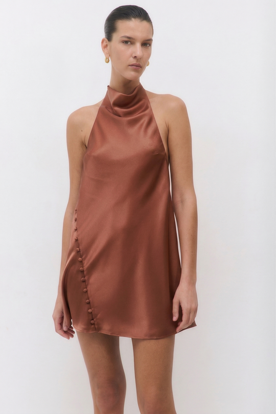 Satin Drape Mini Dress