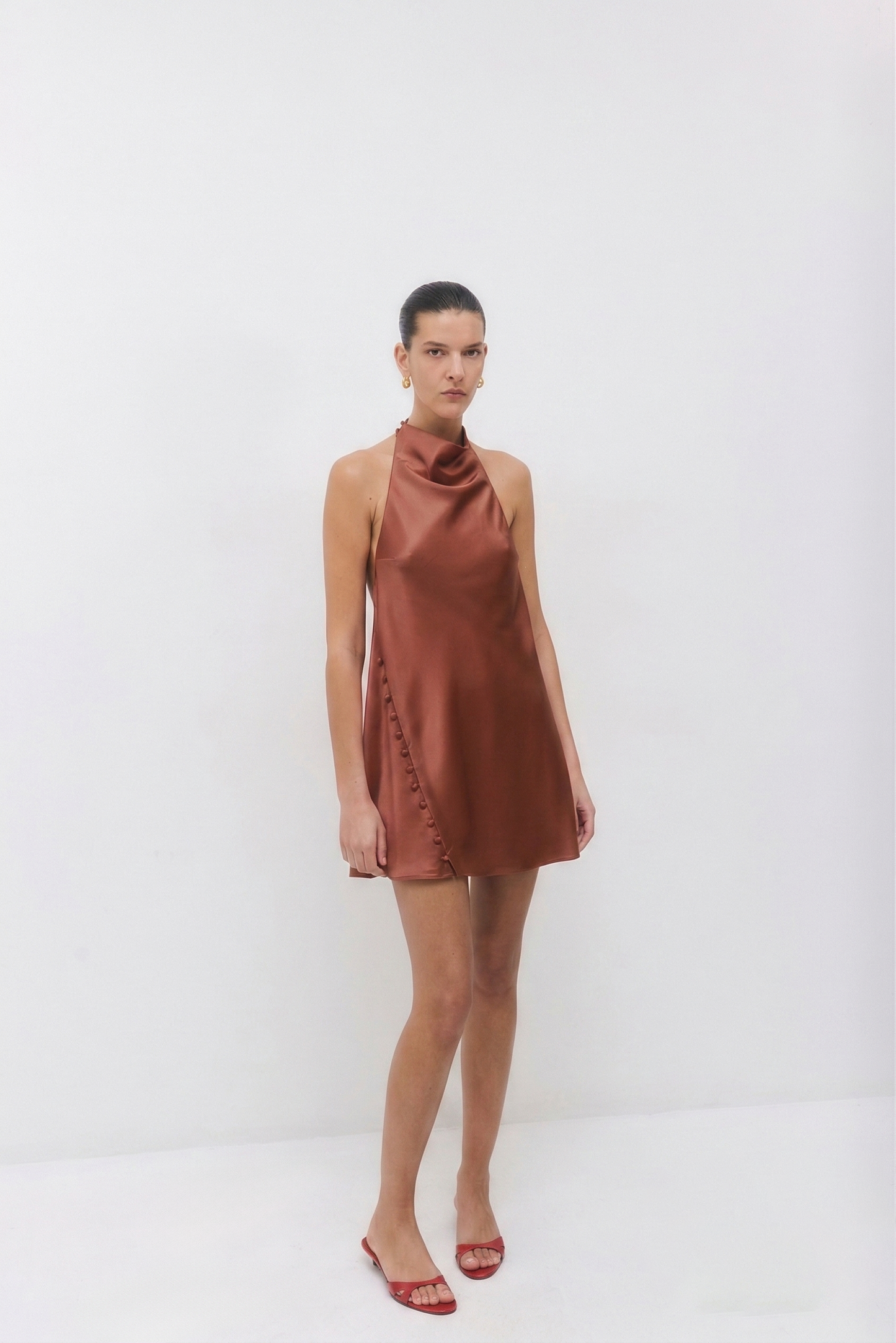Satin Drape Mini Dress