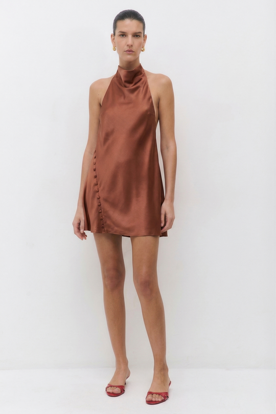 Satin Drape Mini Dress