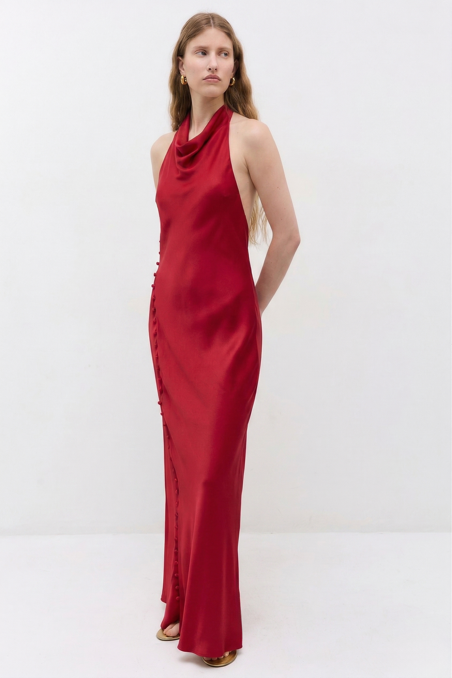 Satin Drape Maxi Dress - Dé Rococo
