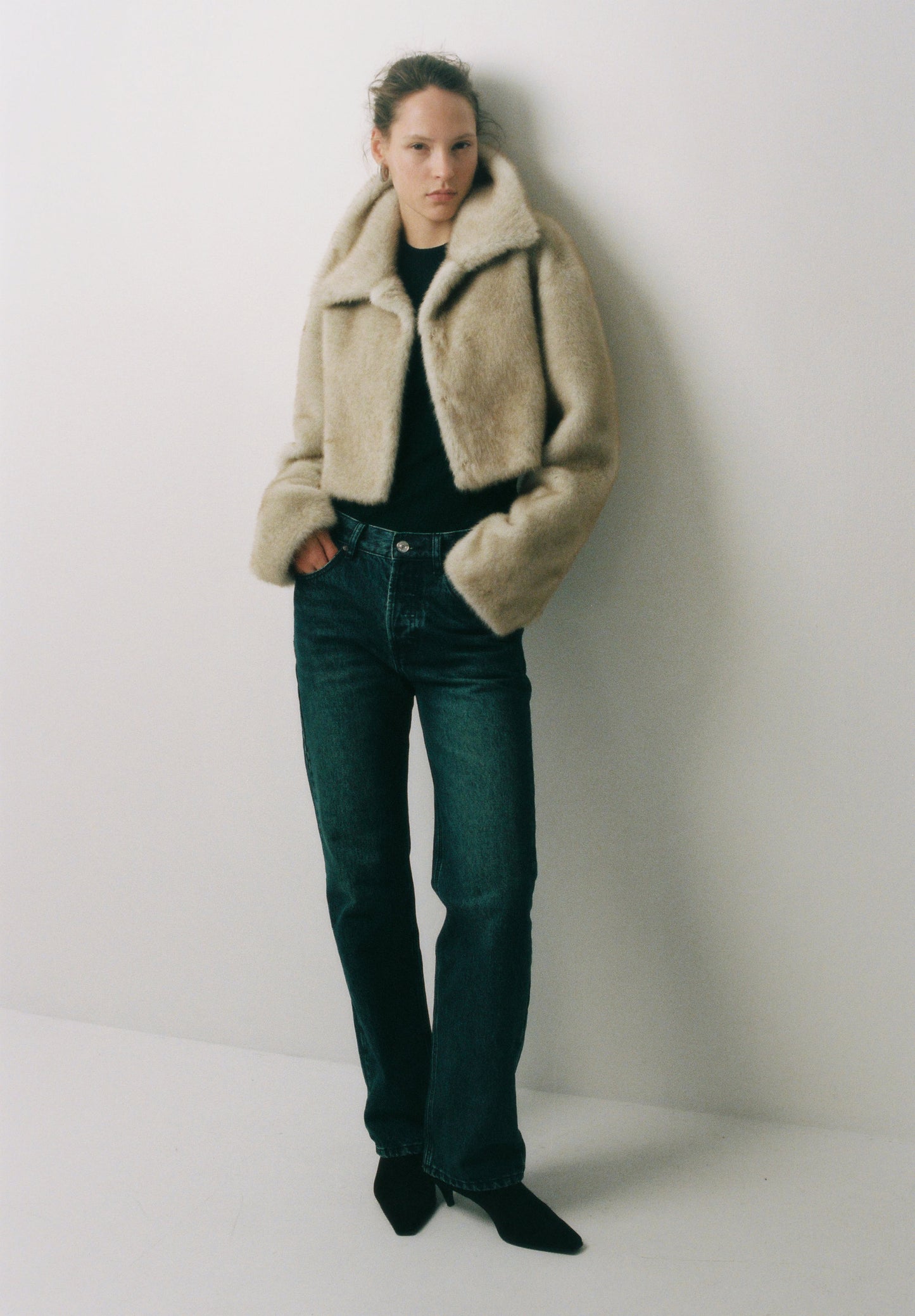 Faux Fur Cropped Coat