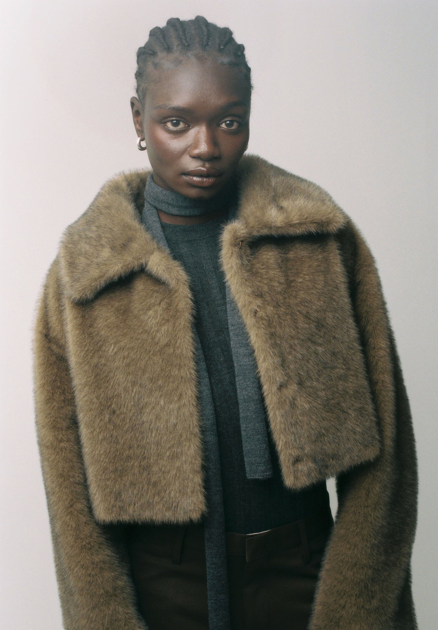 Faux Fur Cropped Coat