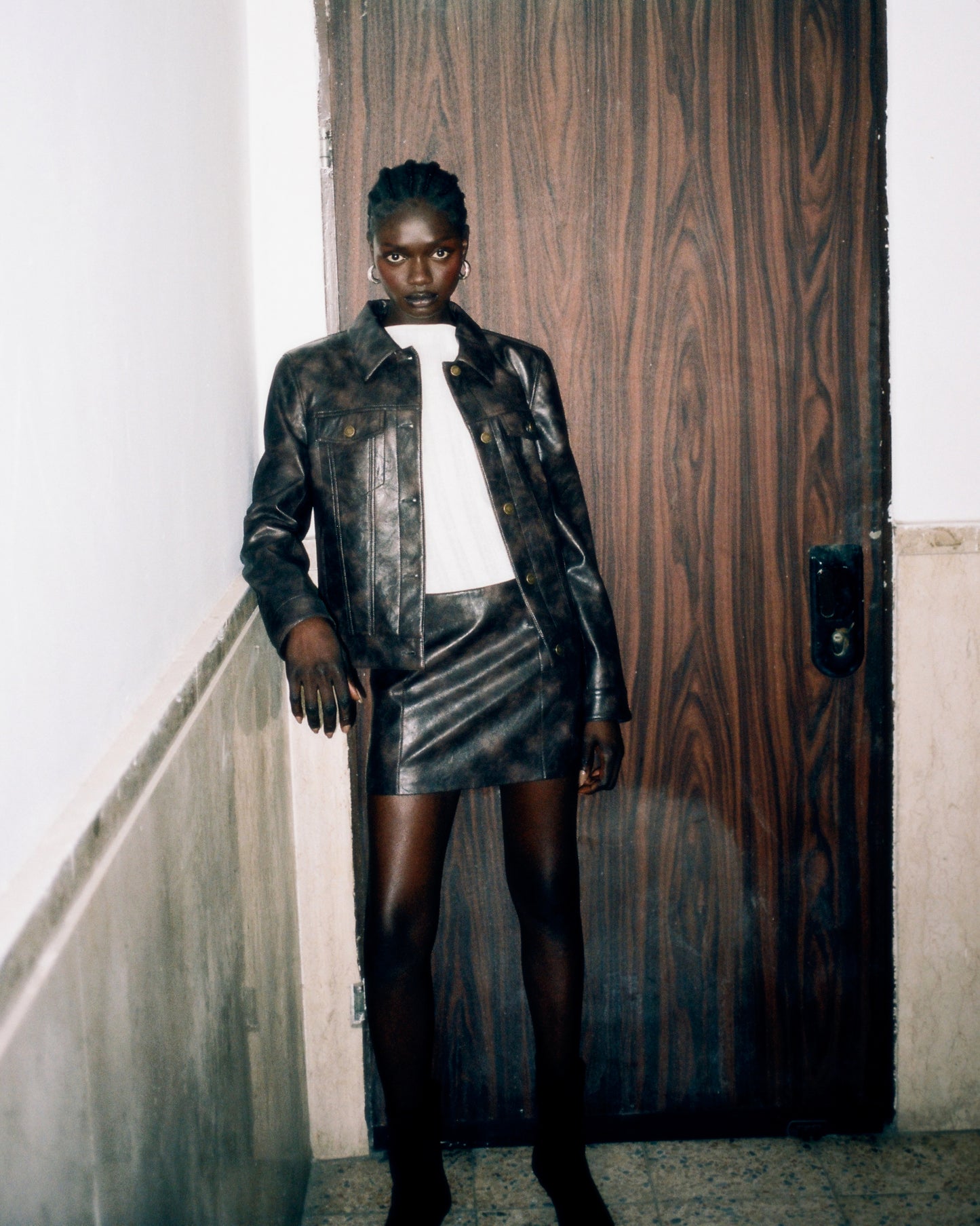 Fitted Vegan Leather Mini Skirt