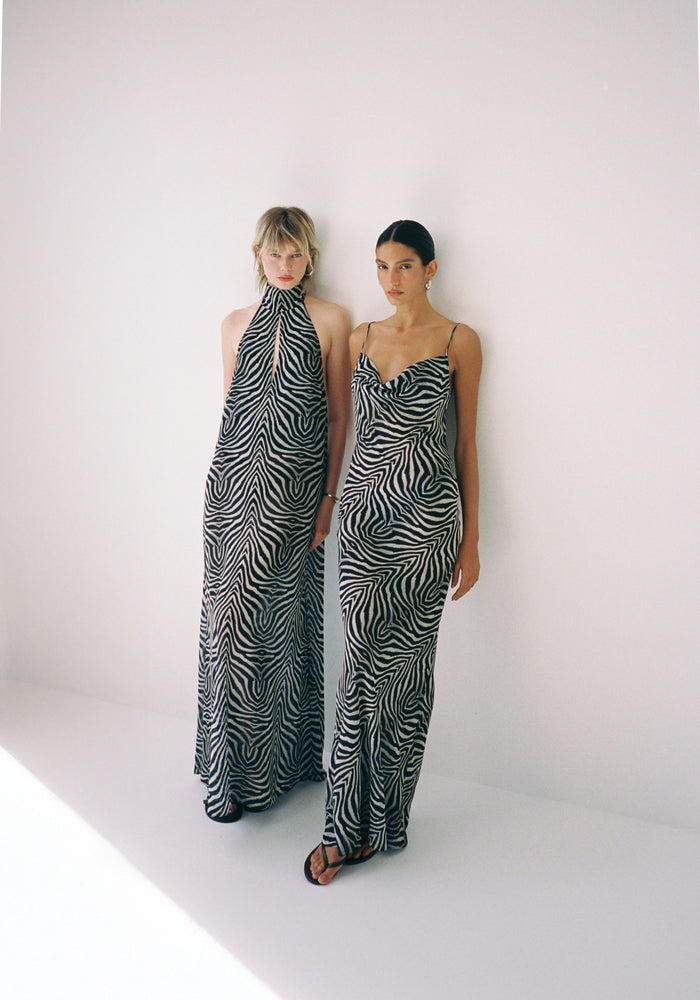 Semi Sheer Draped Maxi Dress