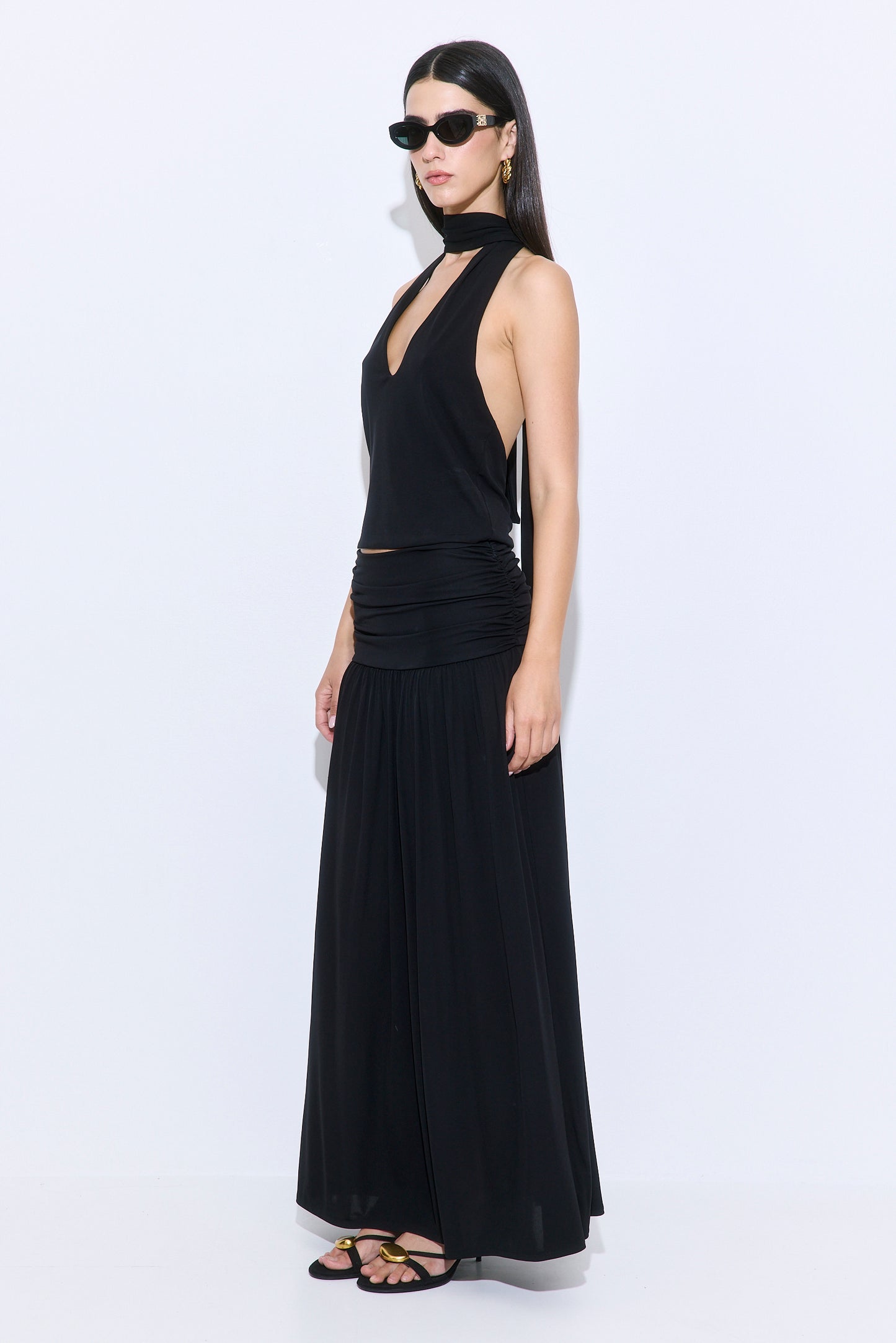 Draped Jersey Maxi Skirt