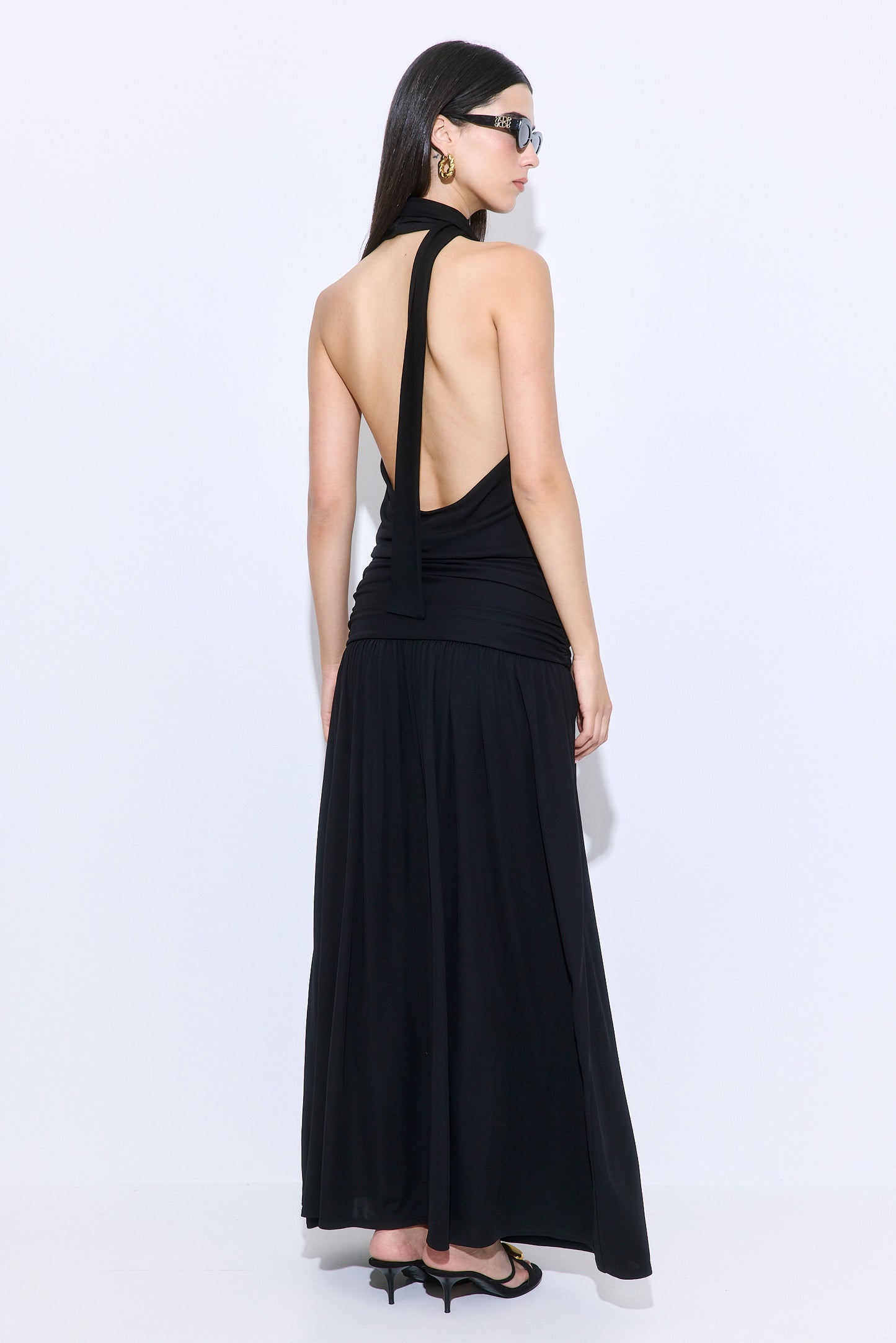 Draped Jersey Maxi Skirt