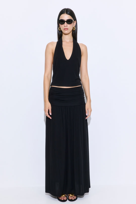 Draped Jersey Maxi Skirt