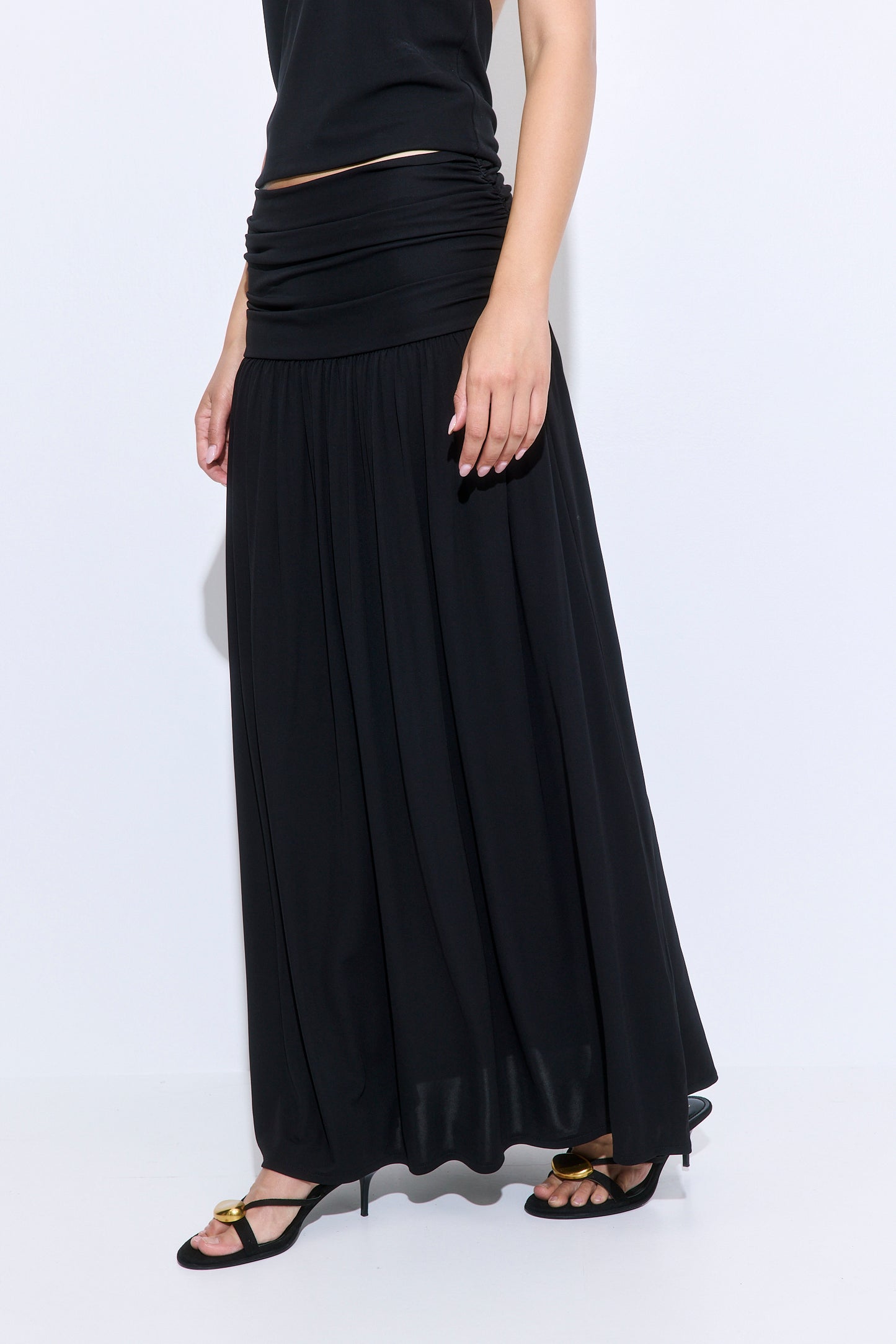 Draped Jersey Maxi Skirt