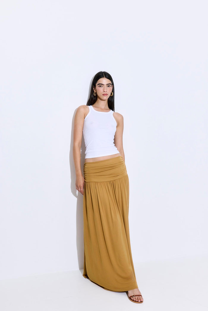 Draped Jersey Maxi Skirt