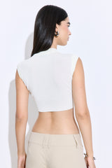 Cropped Sheer Sleeveless Knit
